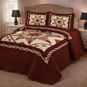 Elegant Star Pattern Queen Quilt Set